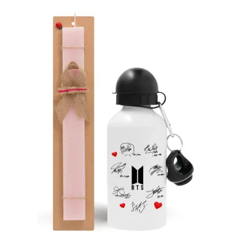 BTS signatures, Easter Set, metallic aluminum bottle (500ml) & aromatic flat Easter candle (30cm) (PINK)