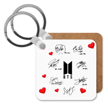 BTS signatures, Μπρελόκ Ξύλινο τετράγωνο MDF