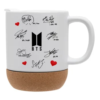 BTS signatures, Κούπα, κεραμική με βάση φελού και καπάκι (ΜΑΤ), 330ml