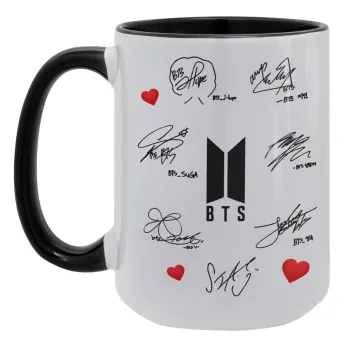 BTS signatures, Κούπα Mega 15oz, κεραμική Μαύρη, 450ml