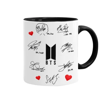 BTS signatures, Κούπα χρωματιστή μαύρη, κεραμική, 330ml