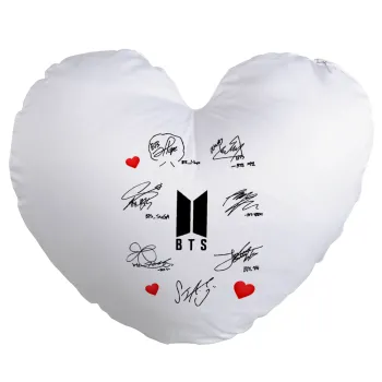 BTS signatures, Μαξιλάρι καναπέ καρδιά 40x40cm περιέχεται το  γέμισμα