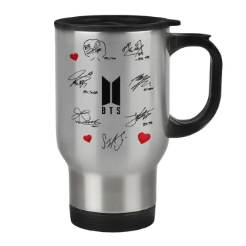 BTS signatures, Κούπα ταξιδιού ανοξείδωτη με καπάκι, διπλού τοιχώματος (θερμό) 450ml