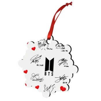 BTS signatures, Christmas ornament snowflake wooden 7.5cm