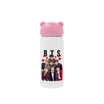 BTS hearts, Ροζ ανοξείδωτο παγούρι θερμό (Stainless steel), 320ml