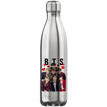 BTS hearts, Μεταλλικό παγούρι θερμός Inox (Stainless steel), διπλού τοιχώματος, 750ml