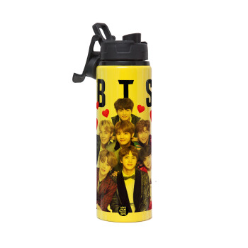 BTS hearts, Μεταλλικό παγούρι νερού με καπάκι ασφαλείας, αλουμινίου 850ml