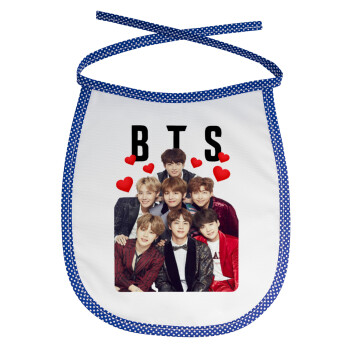 BTS hearts, Σαλιάρα μωρού αλέκιαστη με κορδόνι Μπλε