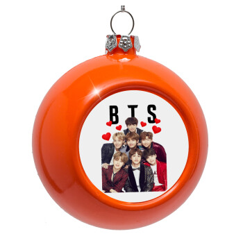 BTS hearts, Στολίδι Χριστουγεννιάτικη μπάλα δένδρου Πορτοκαλί 8cm