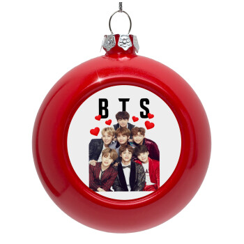 BTS hearts, Red Christmas tree ornament bauble 8cm