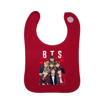 BTS hearts, Σαλιάρα με Σκρατς Κόκκινη 100% Organic Cotton (0-18 months)