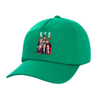 BTS hearts, Καπέλο Baseball, 100% Βαμβακερό, Low profile, Πράσινο