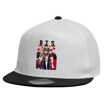 BTS hearts, Καπέλο παιδικό Snapback, 100% Βαμβακερό, Λευκό