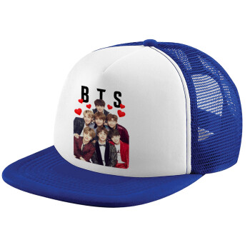 BTS hearts, Καπέλο Soft Trucker με Δίχτυ Blue/White 