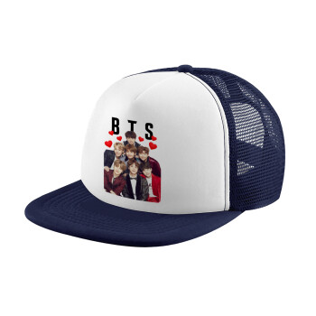 BTS hearts, Καπέλο Ενηλίκων Soft Trucker με Δίχτυ Dark Blue/White (POLYESTER, ΕΝΗΛΙΚΩΝ, UNISEX, ONE SIZE)