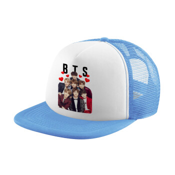 BTS hearts, Καπέλο Soft Trucker με Δίχτυ Γαλάζιο/Λευκό