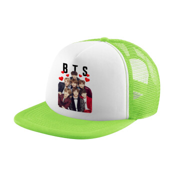 BTS hearts, Καπέλο Soft Trucker με Δίχτυ Πράσινο/Λευκό