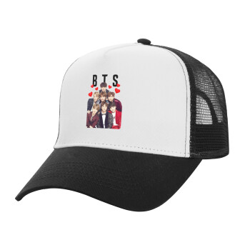 BTS hearts, Καπέλο Structured Trucker, ΛΕΥΚΟ/ΜΑΥΡΟ