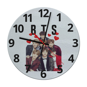 BTS hearts, Ρολόι τοίχου γυάλινο (30cm)