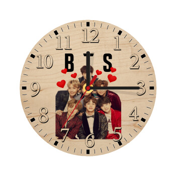 BTS hearts, Ρολόι τοίχου ξύλινο plywood (20cm)
