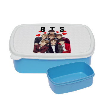BTS hearts, ΜΠΛΕ παιδικό δοχείο φαγητού (lunchbox) πλαστικό (BPA-FREE) Lunch Βox M18 x Π13 x Υ6cm