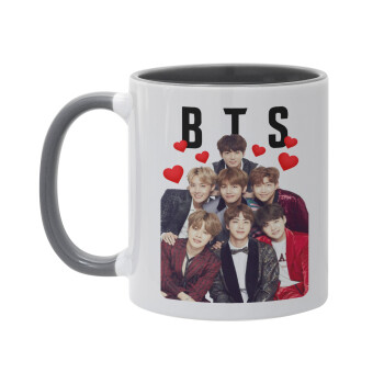 BTS hearts, Κούπα χρωματιστή γκρι, κεραμική, 330ml