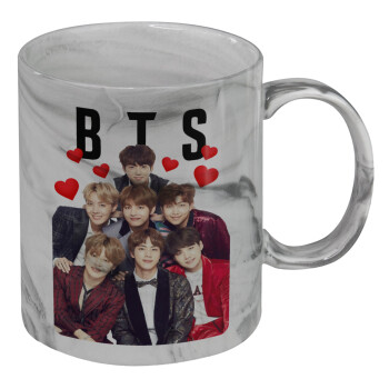 BTS hearts, Κούπα κεραμική, marble style (μάρμαρο), 330ml