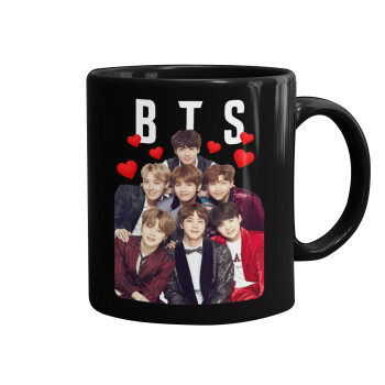 BTS hearts, Mug black, ceramic, 330ml