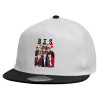 Child's Flat Snapback Hat, White (100% COTTON, CHILDREN'S, UNISEX, ONE SIZE)
