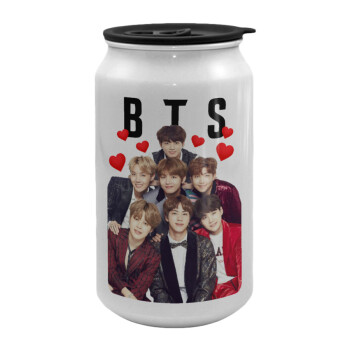 BTS hearts, Κούπα ταξιδιού μεταλλική με καπάκι (tin-can) 500ml