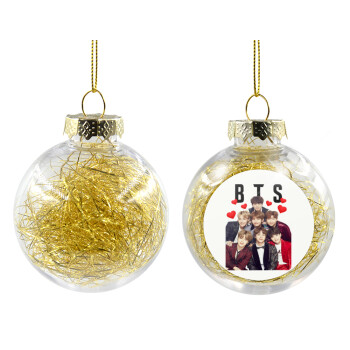 BTS hearts, Χριστουγεννιάτικη μπάλα δένδρου διάφανη με χρυσό γέμισμα 8cm