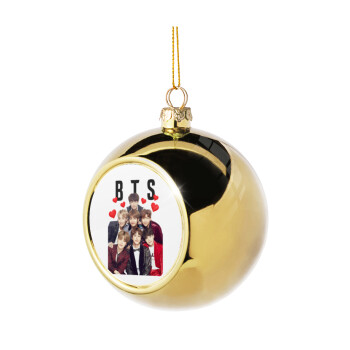 BTS hearts, Χριστουγεννιάτικη μπάλα δένδρου Χρυσή 8cm
