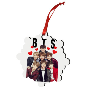 BTS hearts, Christmas ornament snowflake wooden 7.5cm