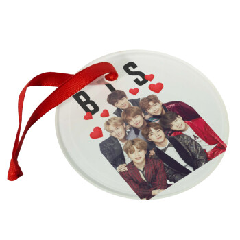 BTS hearts, Χριστουγεννιάτικο στολίδι γυάλινο 9cm