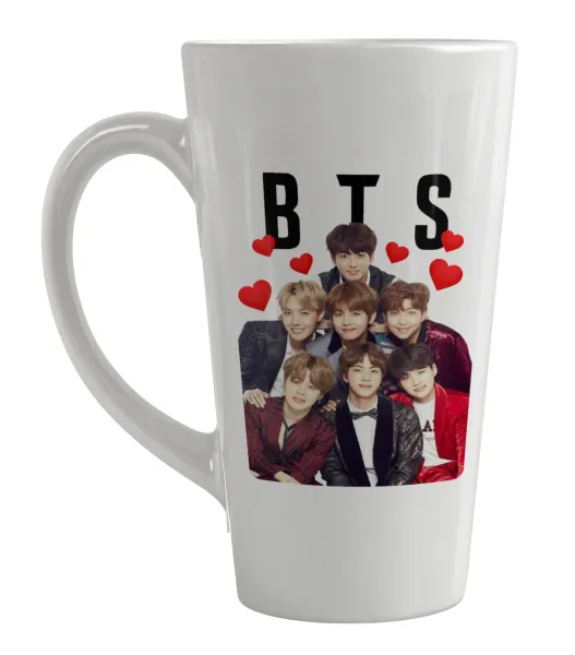 BTS hearts — Large tapered latte mug, ceramic, 450ml
