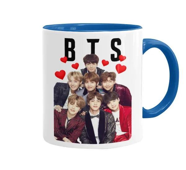 BTS hearts — Κούπα χρωματιστή μπλε, κεραμική, 330ml
