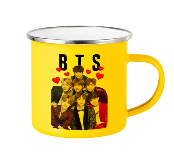 BTS hearts — Κούπα Μεταλλική εμαγιέ Κίτρινη 360ml