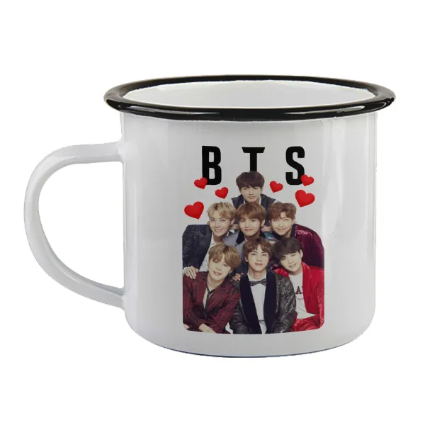 BTS hearts — Enamel mug with black rim, 360ml