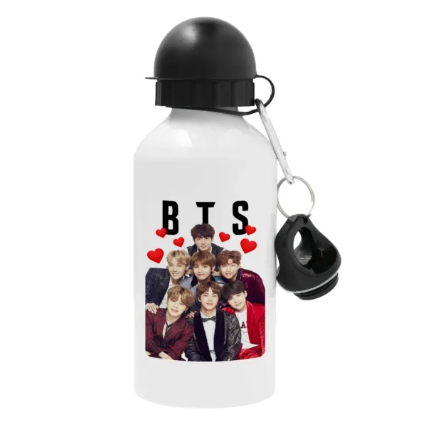 BTS hearts — Μεταλλικό παγούρι νερού, Λευκό, αλουμινίου 500ml
