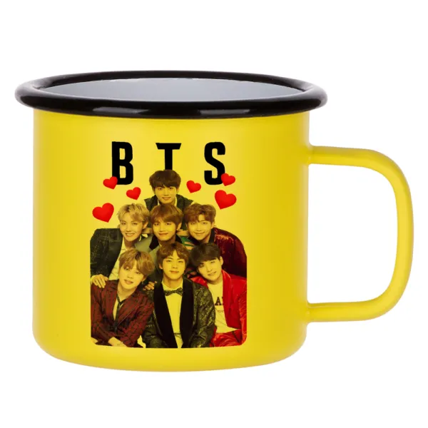 BTS hearts — Κούπα Μεταλλική εμαγιέ ΜΑΤ Κίτρινη 360ml