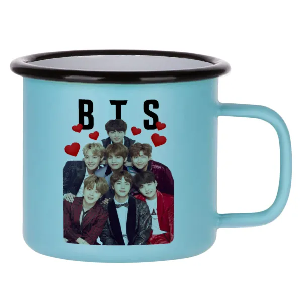 BTS hearts — Κούπα Μεταλλική εμαγιέ ΜΑΤ σιέλ 360ml