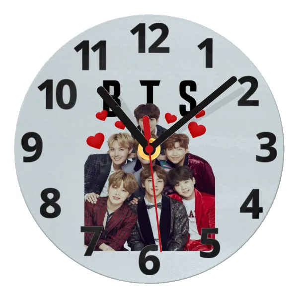 BTS hearts — Ρολόι τοίχου γυάλινο 20cm
