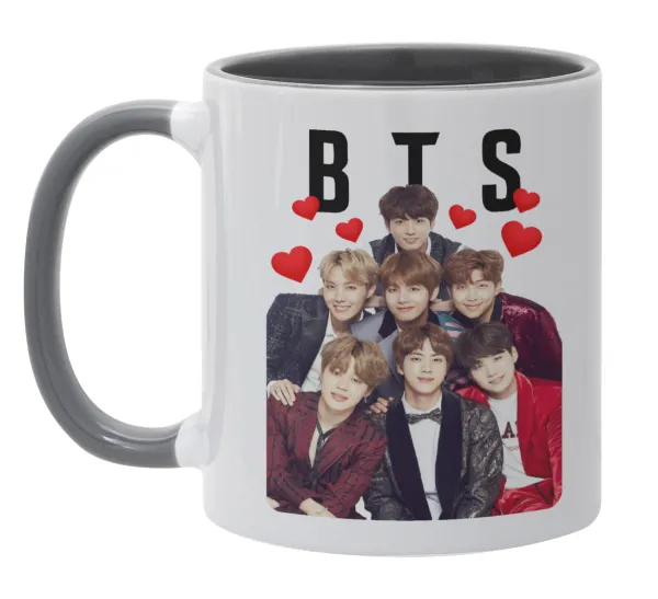 BTS hearts — Mug colored grey, ceramic, 330ml