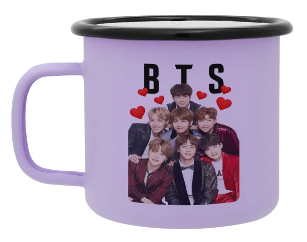 BTS hearts — Κούπα Μεταλλική εμαγιέ ΜΑΤ Light Pastel Purple 360ml