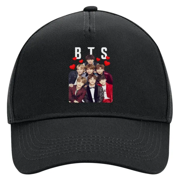 BTS hearts — Καπέλο Ενηλίκων Ultimate ΜΑΥΡΟ, (100% ΒΑΜΒΑΚΕΡΟ DRILL, ΕΝΗΛΙΚΩΝ, UNISEX, ONE SIZE)