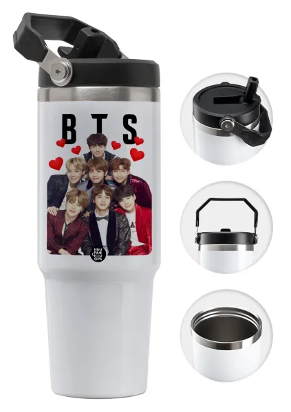 BTS hearts — Θερμός Ανοξείδωτο 30oz με χερούλι
