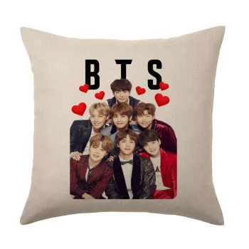 BTS hearts, Μαξιλάρι καναπέ ΛΙΝΟ 40x40cm περιέχεται το  γέμισμα
