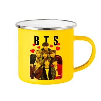 BTS hearts, Yellow Enamel Metallic Cup 360ml