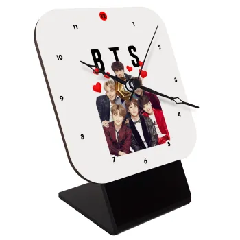 BTS hearts, Επιτραπέζιο ρολόι ξύλινο με δείκτες (10cm)