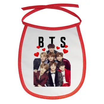 BTS hearts, Σαλιάρα μωρού αλέκιαστη με κορδόνι Κόκκινη